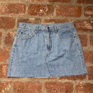 Target Light Wash Denim Skirt Pride Rainbow Embroidered Frayed Hem